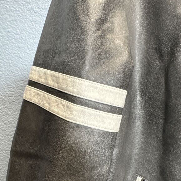 V.I.P. Collection Gray Mens Pleather Jacket Zip Up Size XL New With Tags - Picture 6 of 16